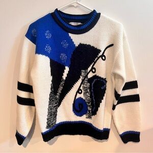 Vintage 1980s Memphis-Style Abstract Embellished Sweater